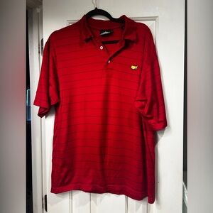 Masters Clubhouse Collection Striped Polo Golf Shirt Mens Red Large M Stretch